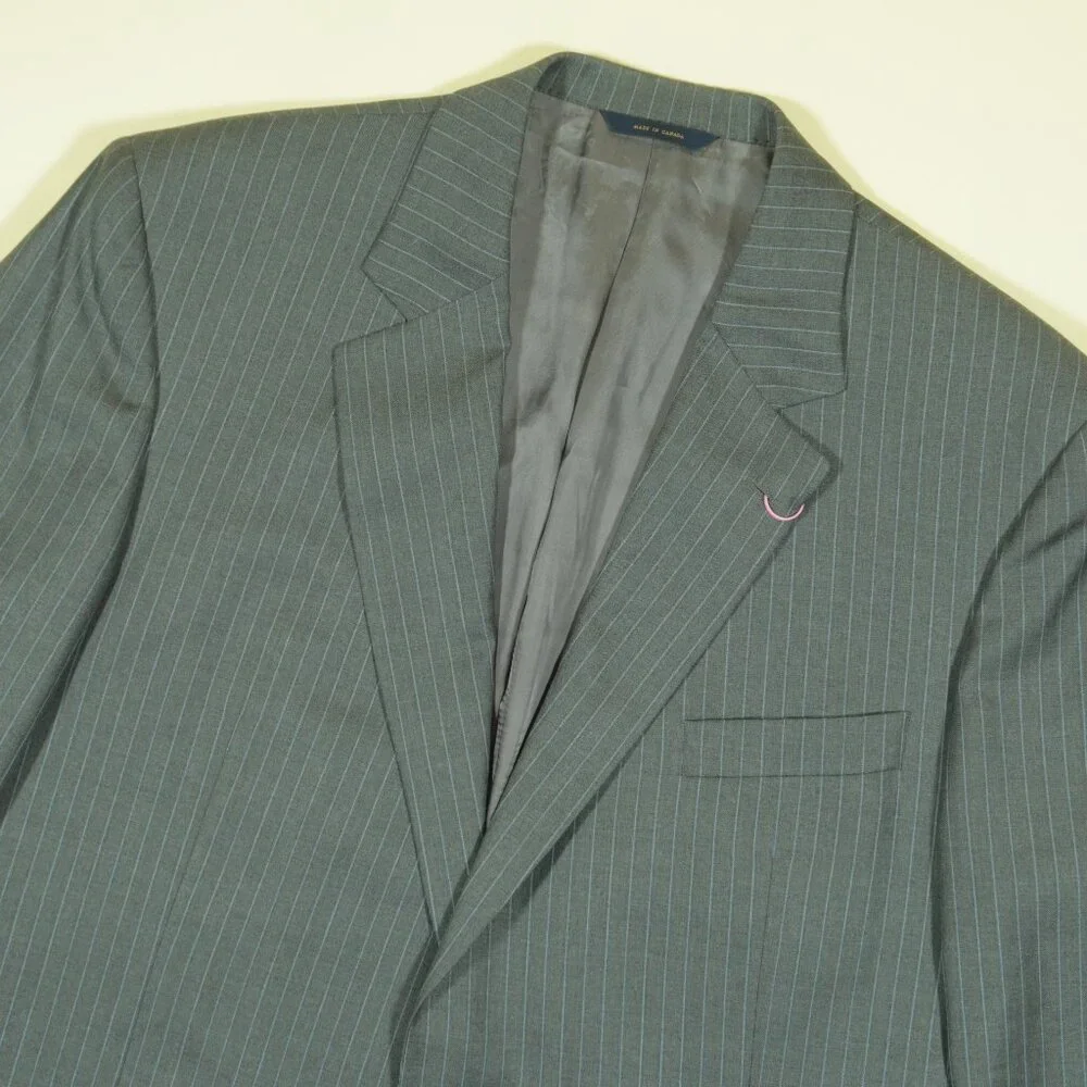 Brooks Brothers Saxxon Wool Madison Suit Mens 44L 39 Gray Striped Pleated Cuffed